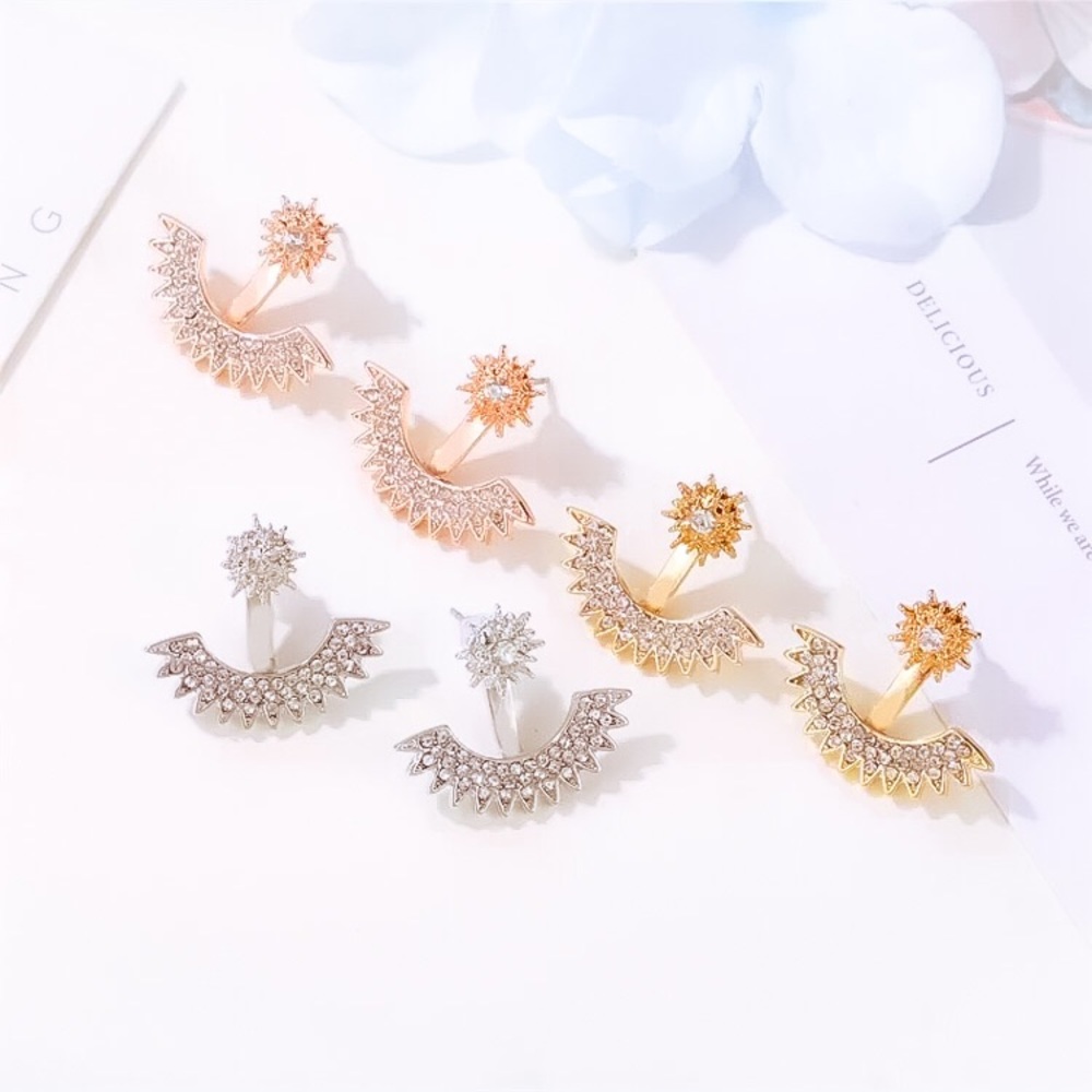 ⚜️[𝟯/$𝟭𝟴]⚜️Rose Gold Crystal Thorn Jacket Earrings NEW - Picture 4 of 7